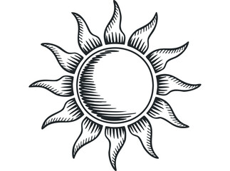 Wall Mural - Stylized sun emblem on transparent background vector graphic. Vector hand drawn