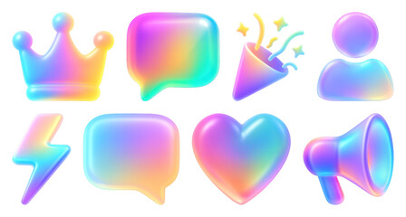 Wall Mural - Colorful holographic icon set