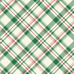 Wall Mural - Plaid repeat pattern in beige green red.Checkered tartan gingham seamless pattern for Christmas and winter.Geometric graphic vector illustration background design for fabric and prints.