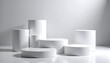 © MothelifeStudio - Geometric white and gray shapes creating a clean modern abstract background