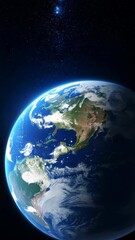 Wall Mural - Illustrative image of the earth in space, depicting North America, the Caribbean, clouds and the celestial stars in the background.