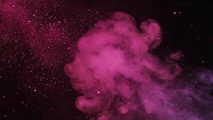 Wall Mural - Seamlessly looping video portraying ethereal pink cosmic particles gently diffusing and scattering scattering, mystery, delicate