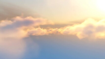 Wall Mural - Seamlessly looping video presenting warm, diffused light filtering through abstract, wispy clouds, creating a heavenly scene worship, website, celestial