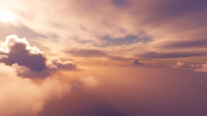 Wall Mural - Seamlessly looping video presenting warm, diffused light filtering through abstract, wispy clouds, creating a heavenly scene mystical, glow, fluid