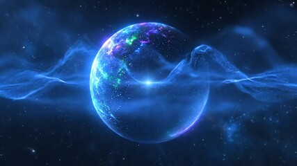 Wall Mural - seamlessly looping video showing a luminous energy pulse radiating waves of light and expanding outw