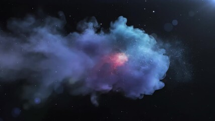 Wall Mural - seamlessly looping video showing an abstract cosmic dust cloud slowly drifting with distant, subtle 