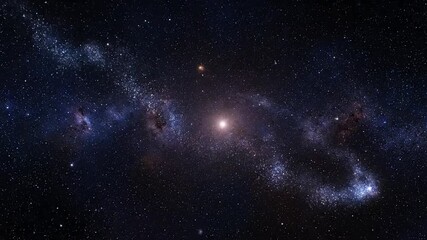 Wall Mural - Serene seamlessly looping video featuring a gentle drift of sparkling dust against an expansive, dark galaxy light canvas space, seamlessly looping, abstract art