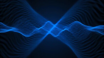 Wall Mural - sound wave visualizer style blue light waves vibrating and expanding, seamlessly looping abstract au