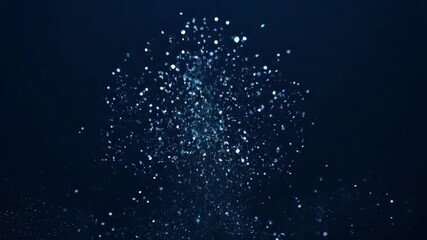 Wall Mural - subtle glittering particles rising slowly on a dark blue background, seamlessly looping animation se