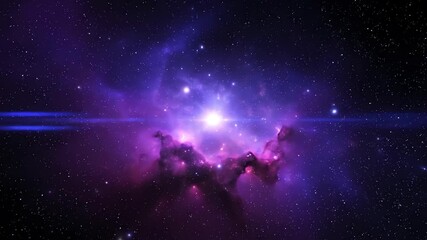 Wall Mural - Swirling cosmic nebula with bright, abstract star flares for a continuous loop background vibrant, presentation, gas