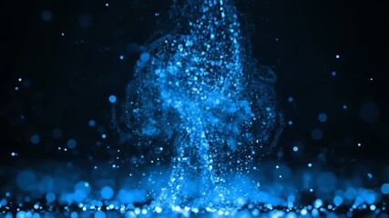 Wall Mural - vibrant blue glowing particles slowly rise and dissipate, forming a captivating and seamlessly loopi