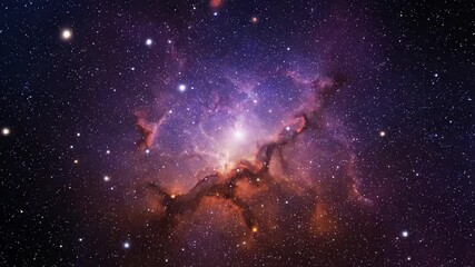 Wall Mural - Vibrant Nebula Starfield with Sparkling Points of Light Seamlessly Looping Video stars, starfield, vibrant