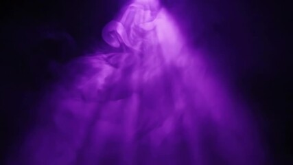 Wall Mural - vibrant purple spotlight beams dance and refract through an ethereal smoky texture in a seamlessly l