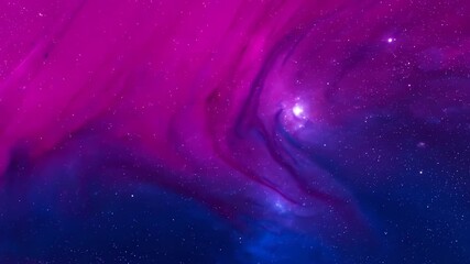 Wall Mural - vibrant seamlessly looping video of a liquid cosmic flow in swirling magenta and deep blue hues visu