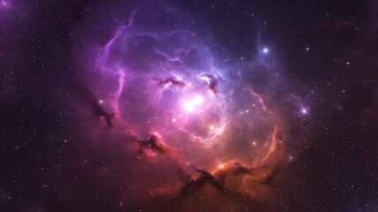 Wall Mural - vibrant swirling colors in an abstract nebula formation, seamlessly looping video universe, motion g