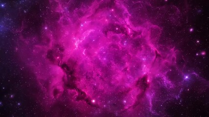 Wall Mural - Vivid magenta glowing dust swirls intricately, forming a complex and vibrant seamlessly looping abstract cosmic nebula swirls, vivid, digital
