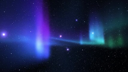 Wall Mural - Seamlessly looping video of deep space aurora with subtle, mystical light bursts and flowing energy peaceful, dreamy, subtle