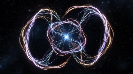Wall Mural - Radiant glowing energy lines emanate and expand from a central point, forming a seamlessly looping cosmic abstract explosion, loop, seamlessly looping