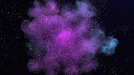 Wall Mural - Abstract cosmic cloud of magenta and cyan particles slowly expands and rotates, a mesmerizing seamless loop science, mesmerizing seamless loop, motion