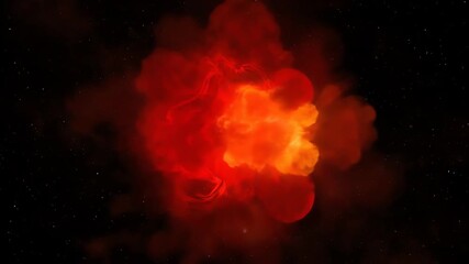 Wall Mural - Energetic red and orange abstract cosmic flares burst and dissipate across a dark, seamlessly looping background wonder, background, gradient
