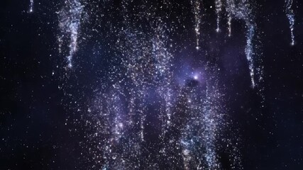 Wall Mural - Glistening abstract stardust cascade in a night cosmos setting, a seamlessly looping video background black, night cosmos setting, particles