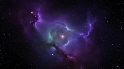 Wall Mural - seamlessly looping abstract background of deep space with a faint, swirling purple and blue gas clou