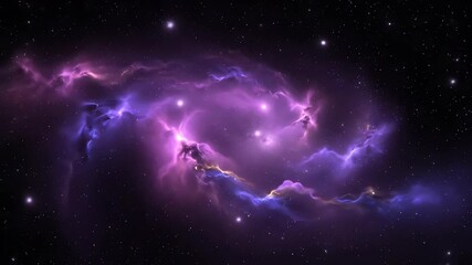 Wall Mural - Swirling purple and pink cosmic dust clouds in an abstract galaxy create a mesmerizing, seamlessly looping video fantasy, exploration, infinity