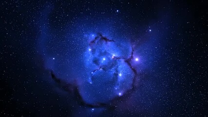 Wall Mural - A beautiful, abstract starlight glow creating a deep blue nebula effect, slowly expanding and contracting in a seamless loop space, abstract, glow