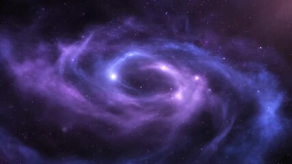 Wall Mural - A seamlessly looping video depicting abstract purple blue cosmic dust trails, spiraling and intertwining like a soft galactic current, full of gentle light points amethyst, intertwining, smooth