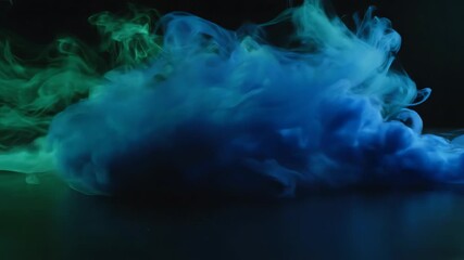 Wall Mural - a seamlessly looping video featuring abstract, glowing emerald and sapphire smoke gently rolling acr
