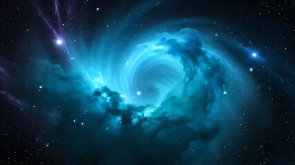 Wall Mural - a serene aquamarine gas cloud gently expands and contracts in a seamlessly looping abstract cosmic v