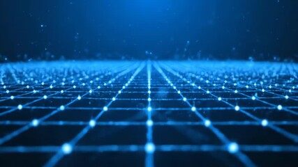 Wall Mural - A technological, seamlessly looping video featuring a blue starlight glow forming a grid of interconnected light lines, constantly regenerating website, presentation, digital
