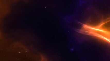Wall Mural - a tranquil seamless loop of an abstract cosmic fog, featuring soft, glowing orange and deep indigo c