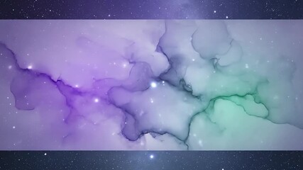 Wall Mural - a serenely seamlessly looping video of cosmic lavender and mint hues softly blending and diffusing l