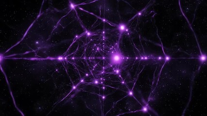 Wall Mural - abstract cosmic web of interconnected glowing purple lines, seamless loop abstract cosmic web, digit