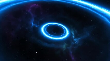 Wall Mural - abstract glowing blue rings expand and fade in a seamlessly looping cosmic event horizon dynamic, fa
