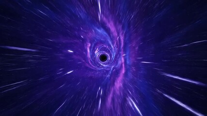 Wall Mural - Abstract Hyperspace Travel Through a Purple and Blue Wormhole Tunnel, Seamless Loop abstract hyperspace travel, universe, futuristic