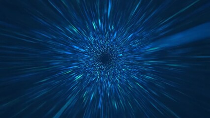 Wall Mural - abstract hyperspace tunnel effect, a seamlessly looping video of shimmering blue and green light str