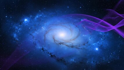 Wall Mural - abstract indigo energy waves pulsate and flow in a seamlessly looping cosmic blue galaxy pattern liq