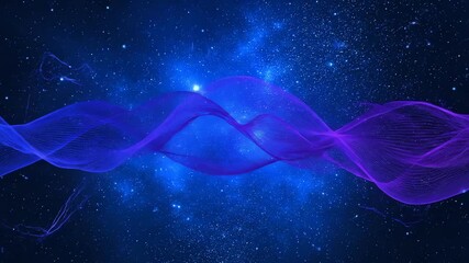 Wall Mural - abstract indigo energy waves pulsate and flow in a seamlessly looping cosmic blue galaxy pattern cel