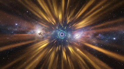 Wall Mural - abstract light-speed tunnel journey through a colorful cosmic void in a seamless loop exploration, a