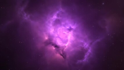 Wall Mural - abstract seamless loop of a glowing cosmic nebula mist, featuring soft transitions of purple and pin