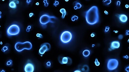 Wall Mural - abstract seamlessly looping video of glowing ultraviolet microscopic organisms multiplying backgroun