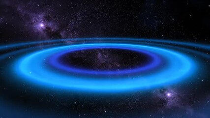 Wall Mural - abstract glowing blue rings expand and fade in a seamlessly looping cosmic event horizon ethereal, g
