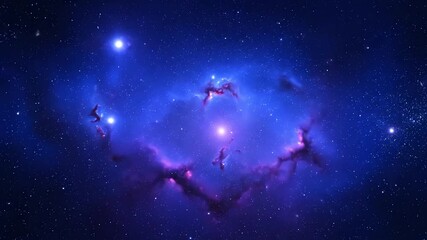 Wall Mural - abstract swirling patterns of blue and purple nebulae forming a seamlessly looping galaxy backdrop v