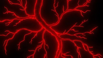 Wall Mural - an organic starlight glow creating a deep red, vein-like network of flowing energy, slowly spreading