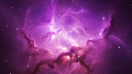 Wall Mural - celestial dance of glowing ultraviolet and pink nebula clouds, gracefully shifting in a continuous b