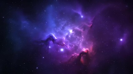 Wall Mural - cinematic seamlessly looping video of glowing ultraviolet nebula clouds drifting peacefully shimmer,