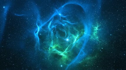 Wall Mural - Cosmic blue and green hues interweaving and pulsating like an ocean of starlight in a seamlessly looping visual universe, animation, loop