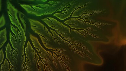 Wall Mural - cosmic forest green and earthy brown hues slowly creeping and forming organic, root-like patterns in